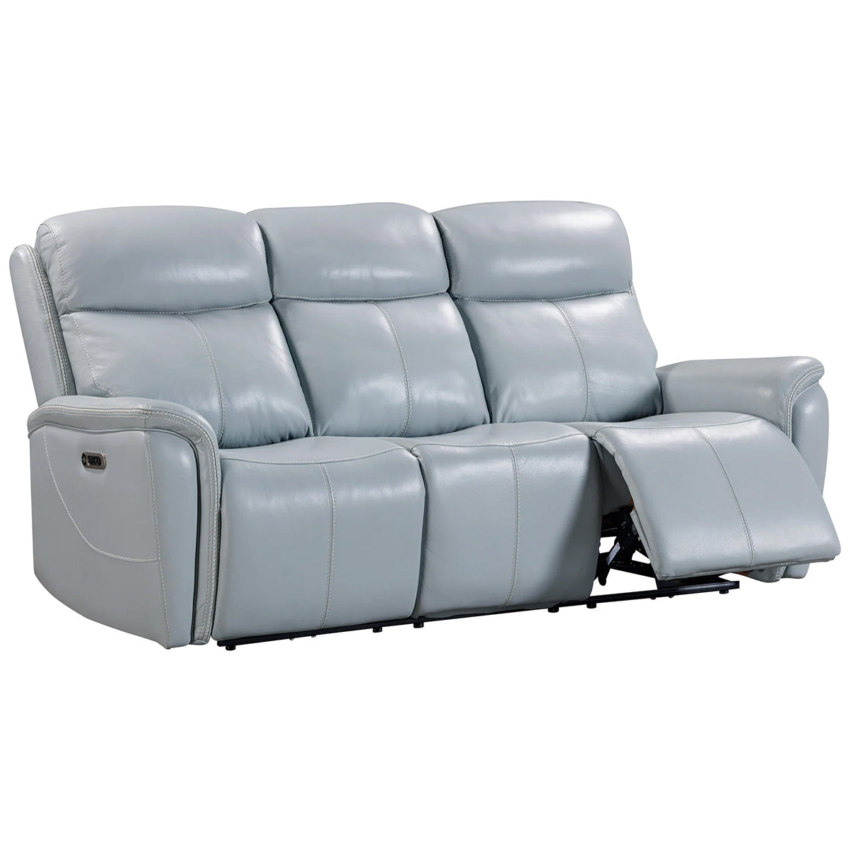 Cascade Leather Mist Gray Power Headrest Sofa