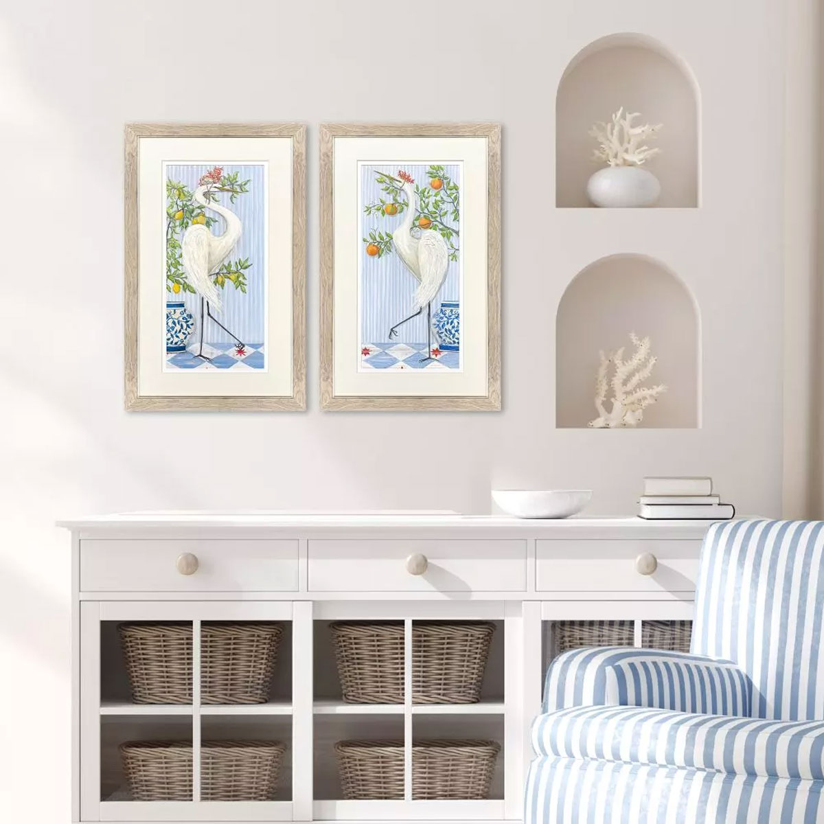 CSTL CROWN WHT EGRET S/2 ART