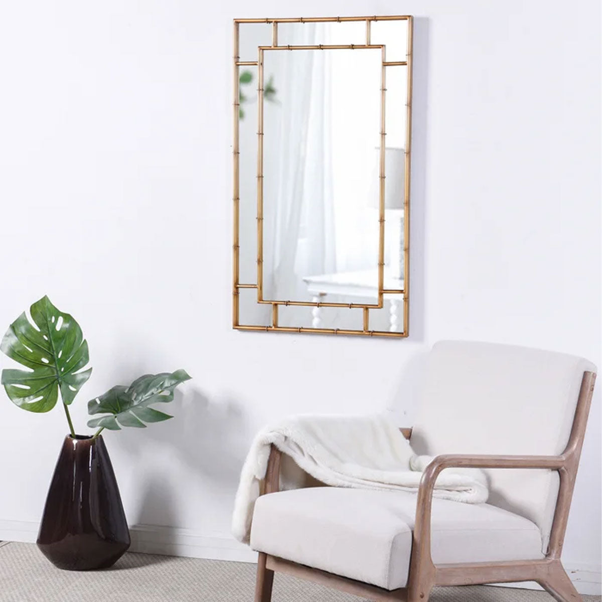 Antq Gold Bamboo Metal Mirror