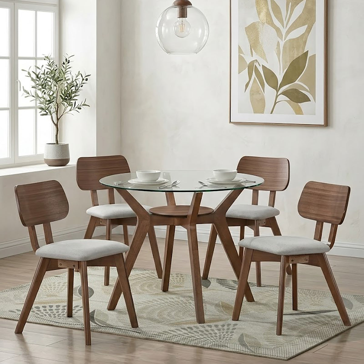 UPLAND 40" GLS TOP 5PC DINING