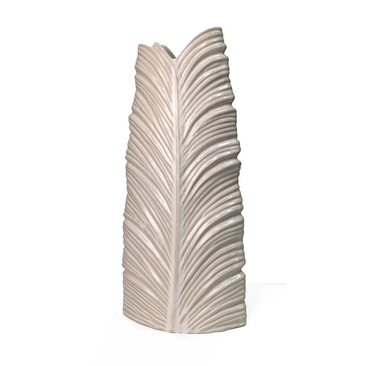 Tropical Wht Cer Leaf Vase Sm
