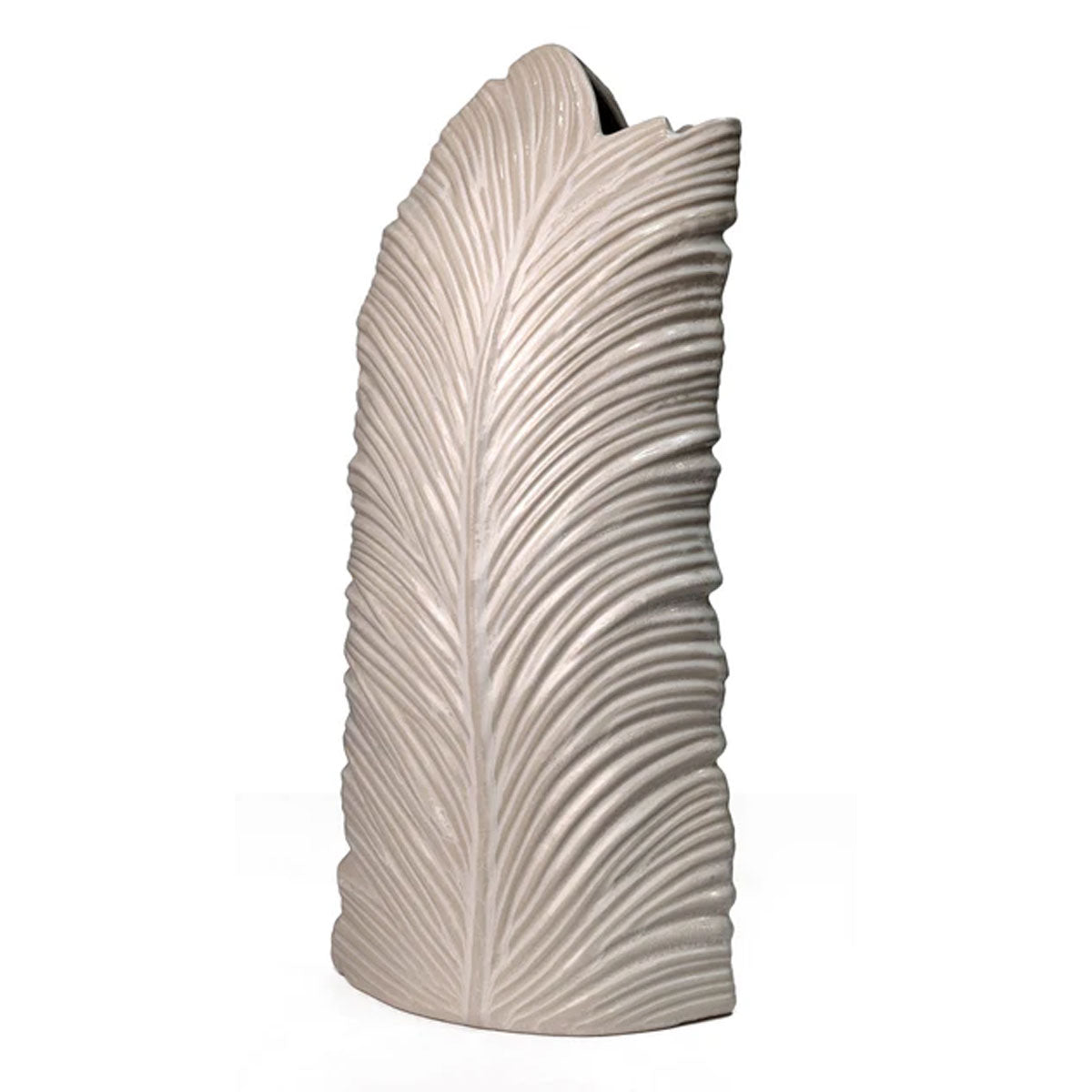 Trop Wht Cer Leaf Vase Large