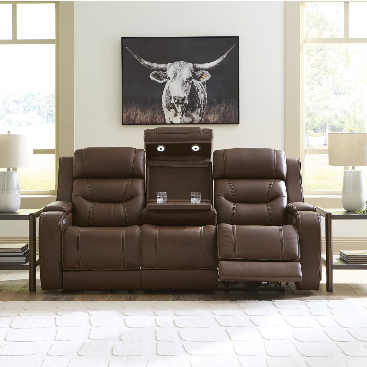 Knightington Sofa With Audio In Brown