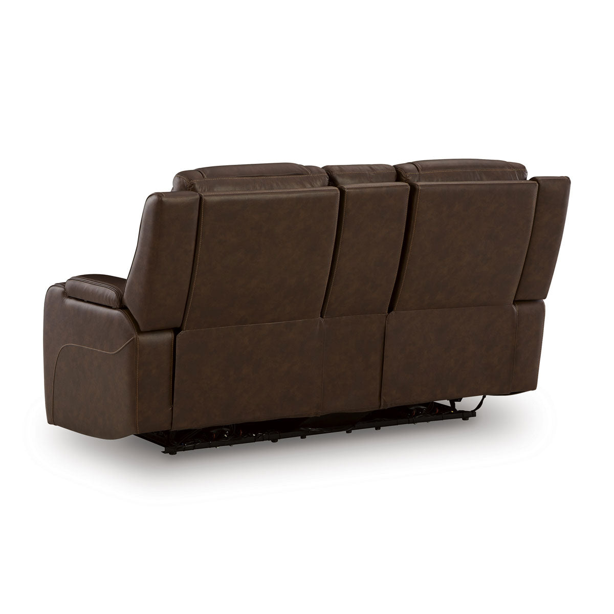 KNIGHTINGTON LOVESEAT W/ AUDIO & CONSOLE IN BROWN