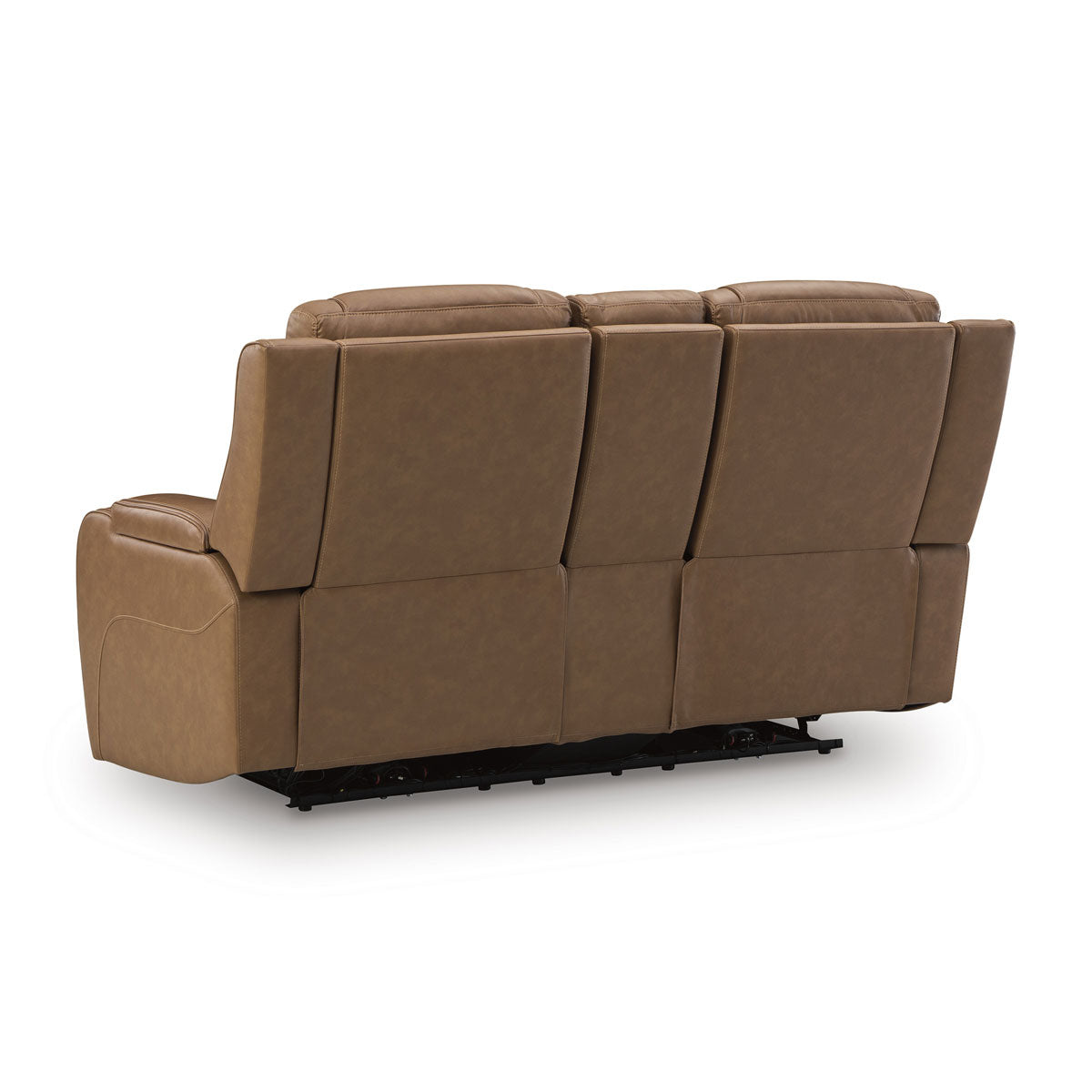 KNIGHTINGTON LOVESEAT W/ AUDIO & CONSOLE IN CARAMEL