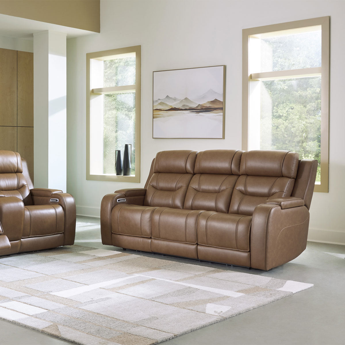Knightington Sofa With Audio In Caramel