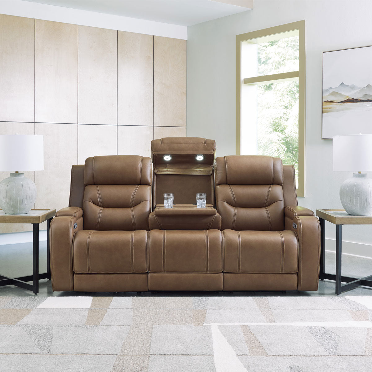 Knightington Sofa With Audio In Caramel