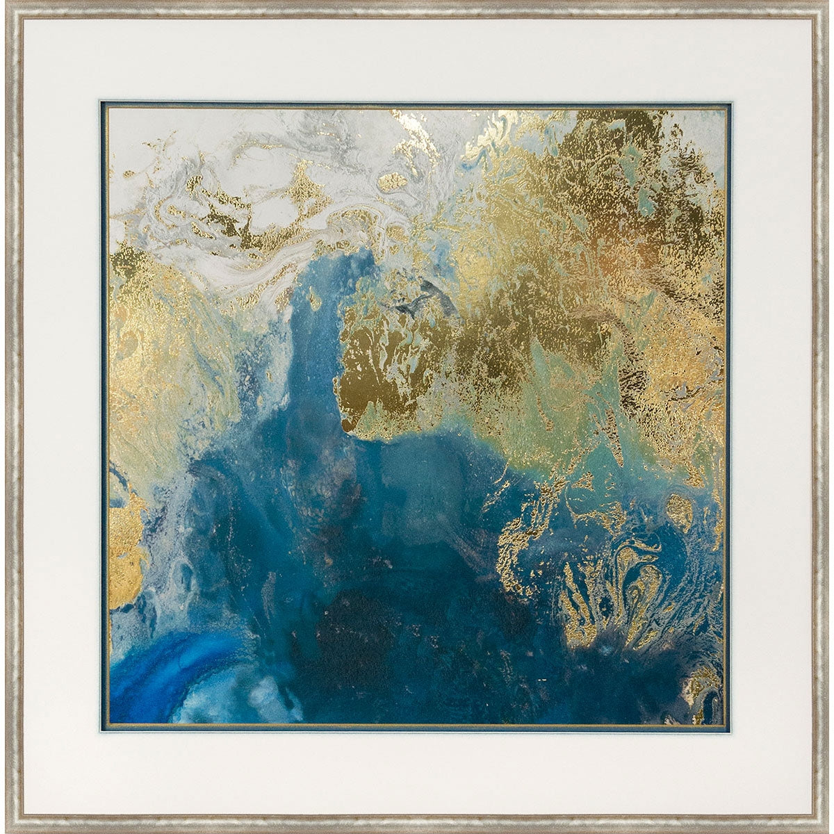 OCEAN SPLASH BLUE/GLD ABST ART