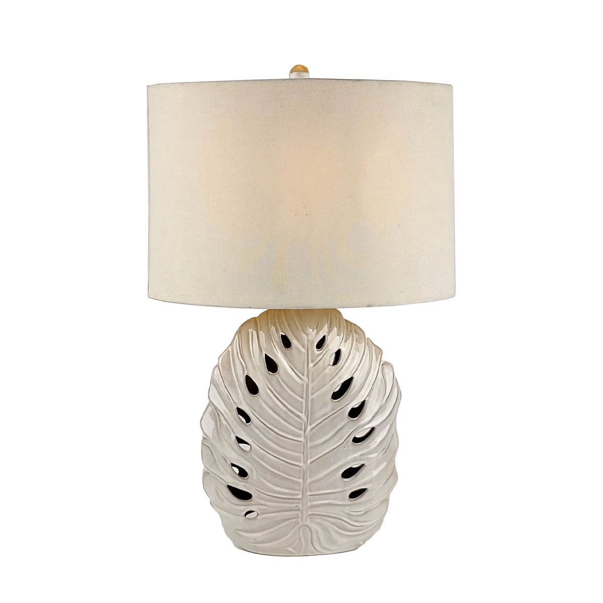 Cream Cer Palm Leaf Base Tl