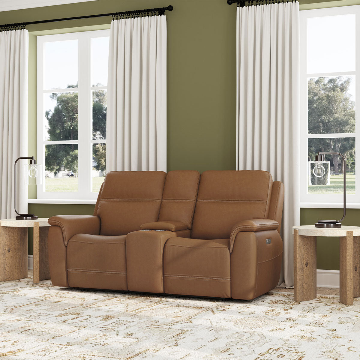 SAWYER HARVEST LOVESEAT W/ CONSOLE, POWER HEADREST & LUMBAR