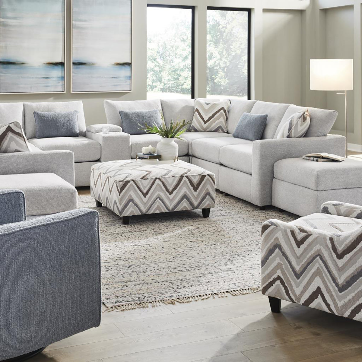 QUEEN ANN 5PC SECTIONAL W/CONS