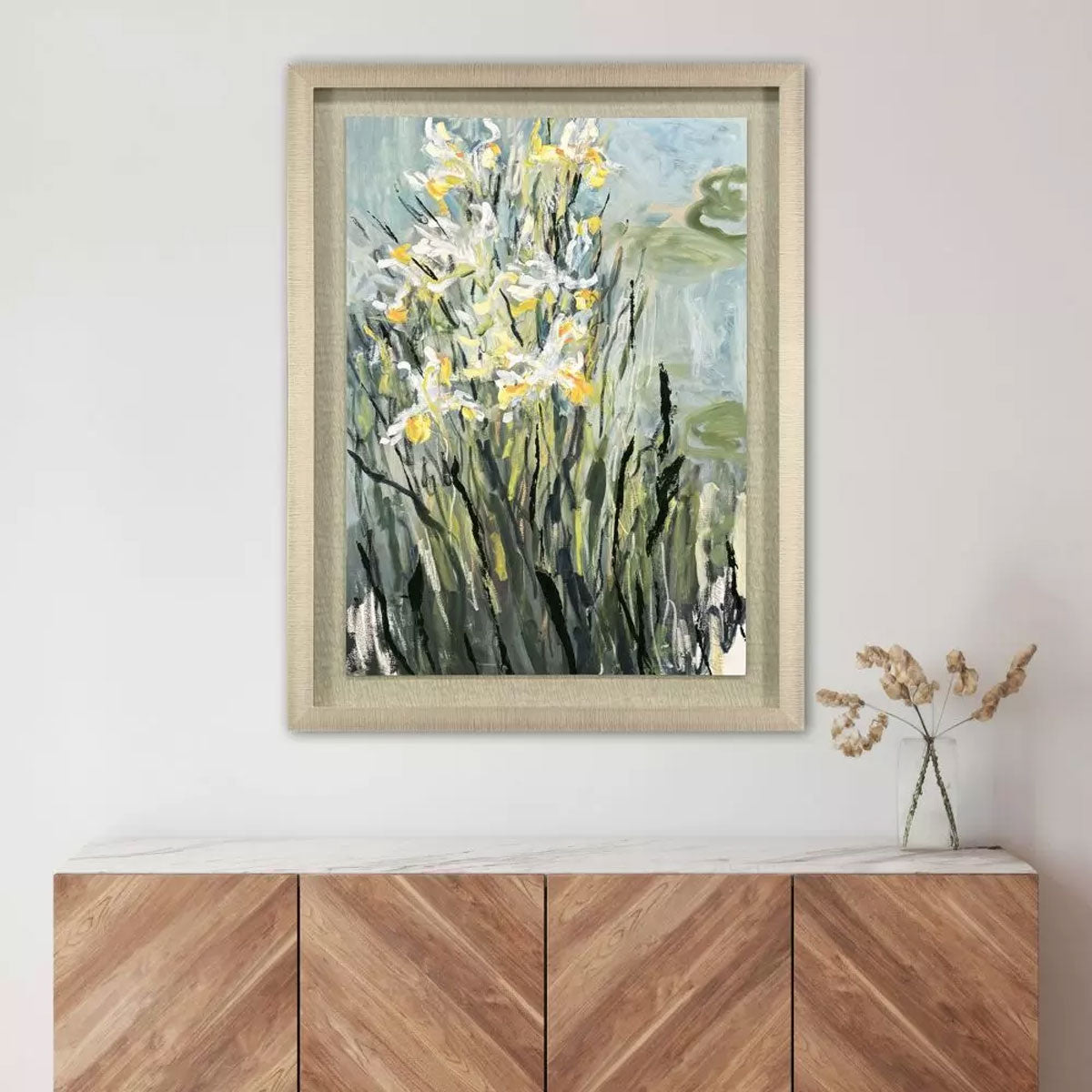 WHITE IRIS FRAMED ART