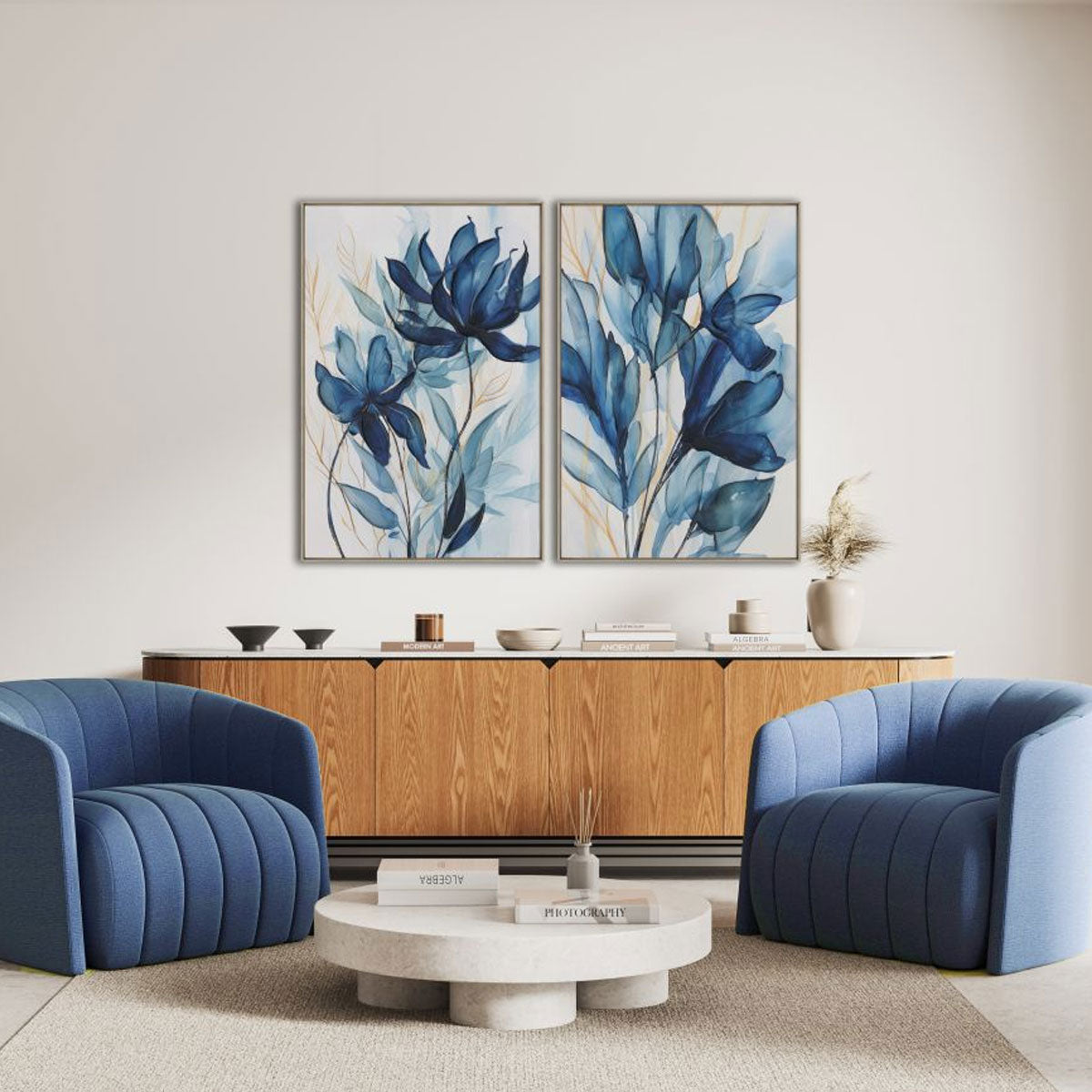 FLORAL INDIGO ELEGANCE S/2 ART