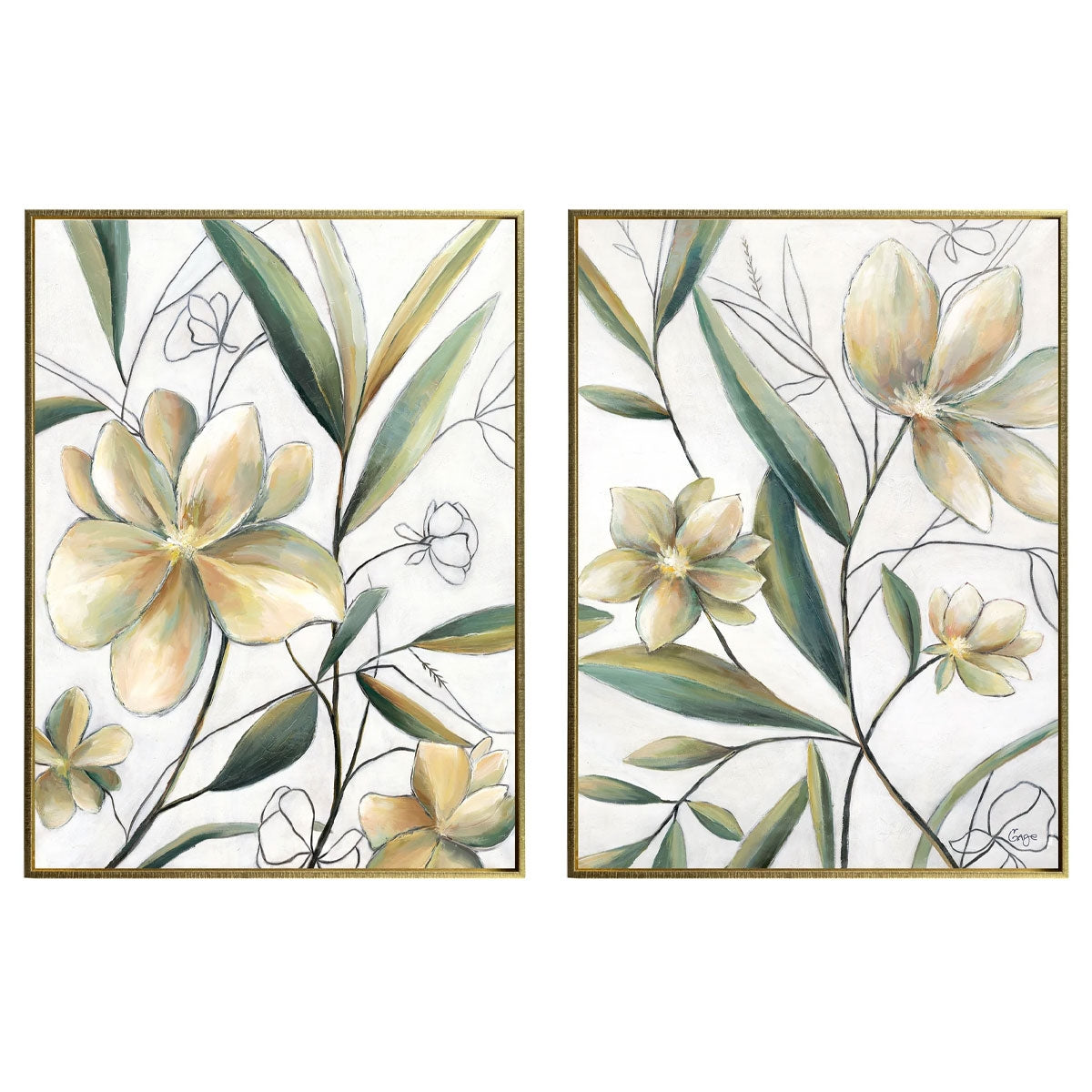 S/2 BOTANICAL SKETCH FRM ART