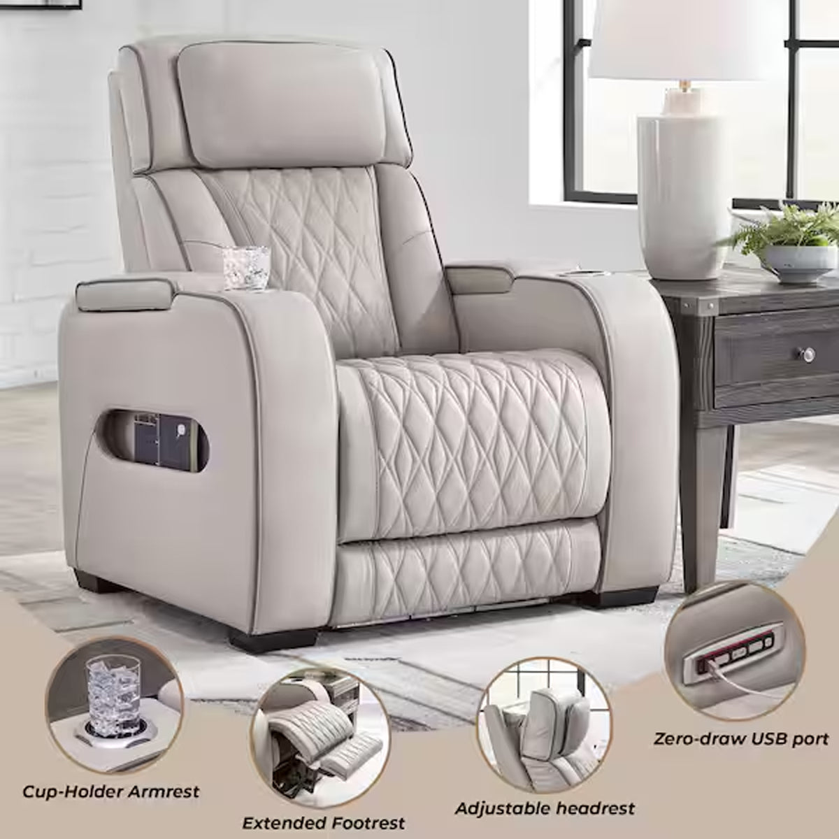 OPTIMUS GREY RECLINER W/PHR