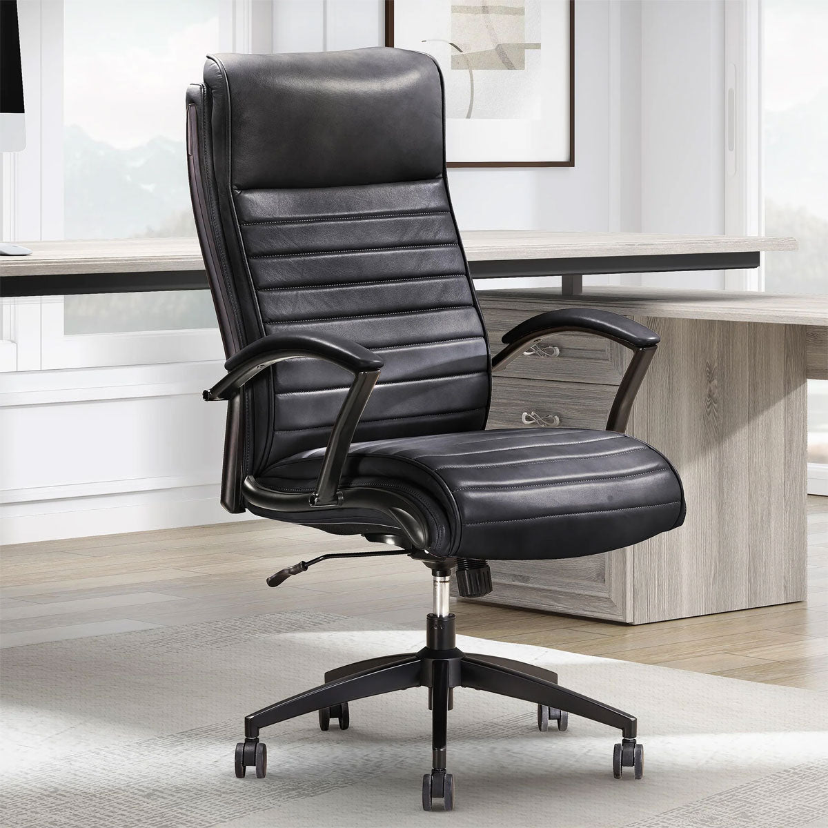 370 LEATHER DESK CHAIR BLACK