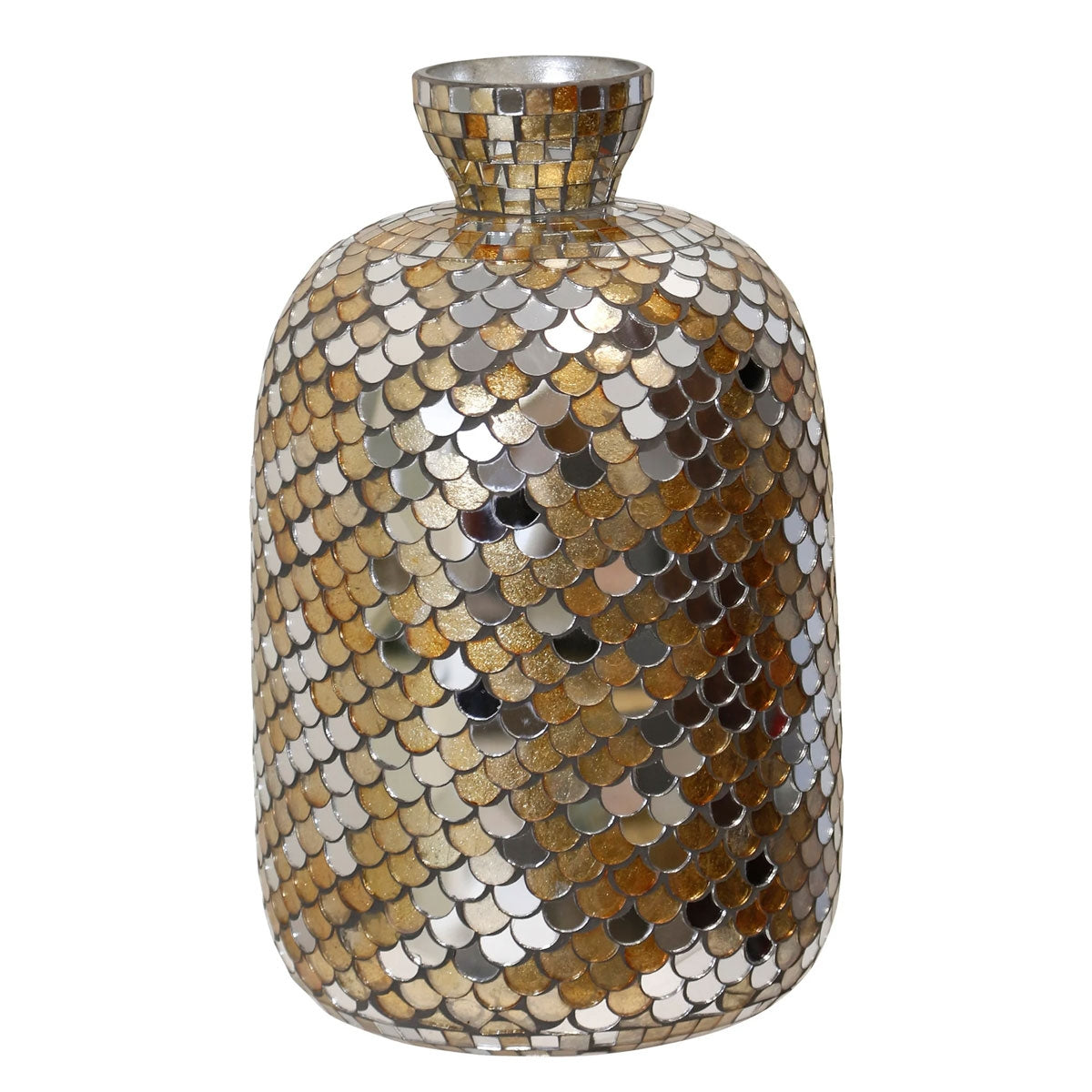 Brown Mosiac Gls 14" Vase