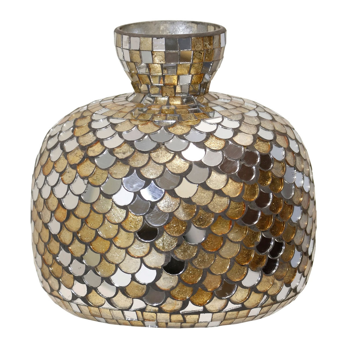 Brown Mosiac Gls 9" Vase