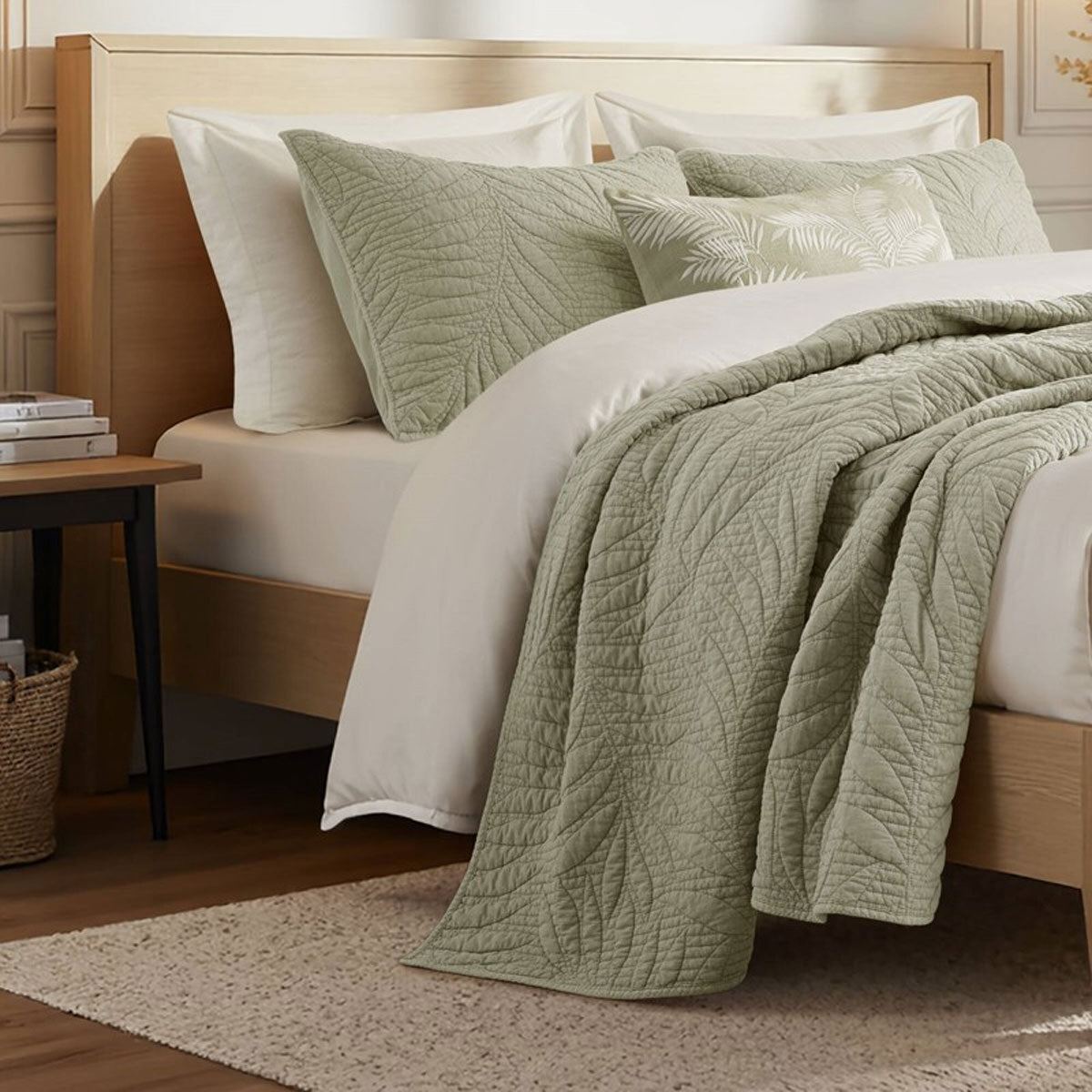SAGE 3PC BOTANICAL LEAF QN SET