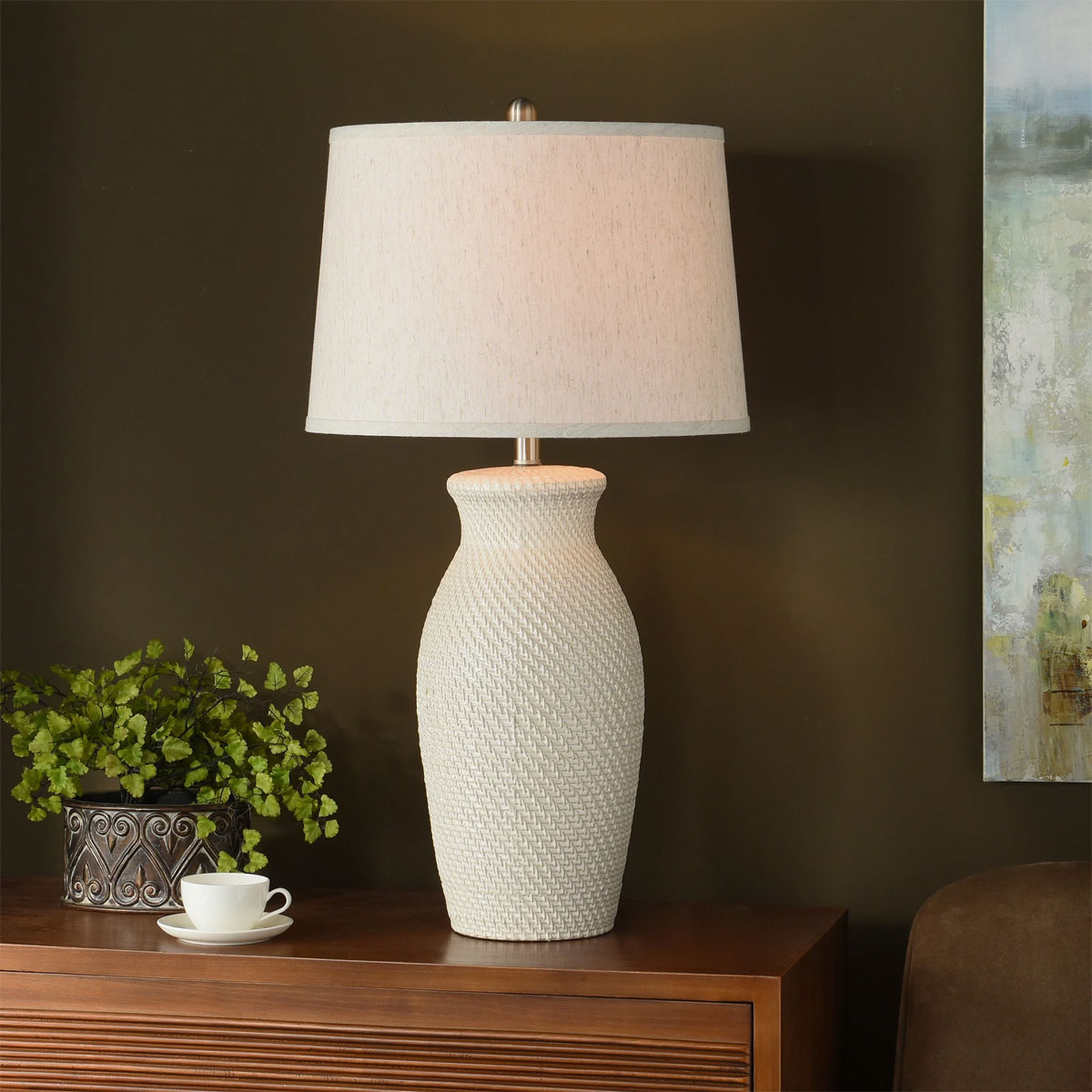 Novac Cream Textured T Lamp