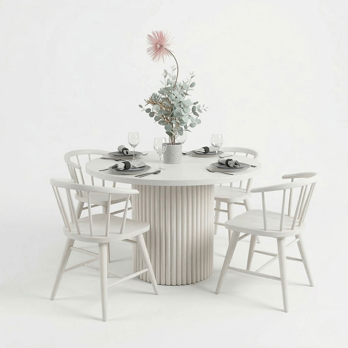 AUDEN 48" WHITE 5PC DINING SET