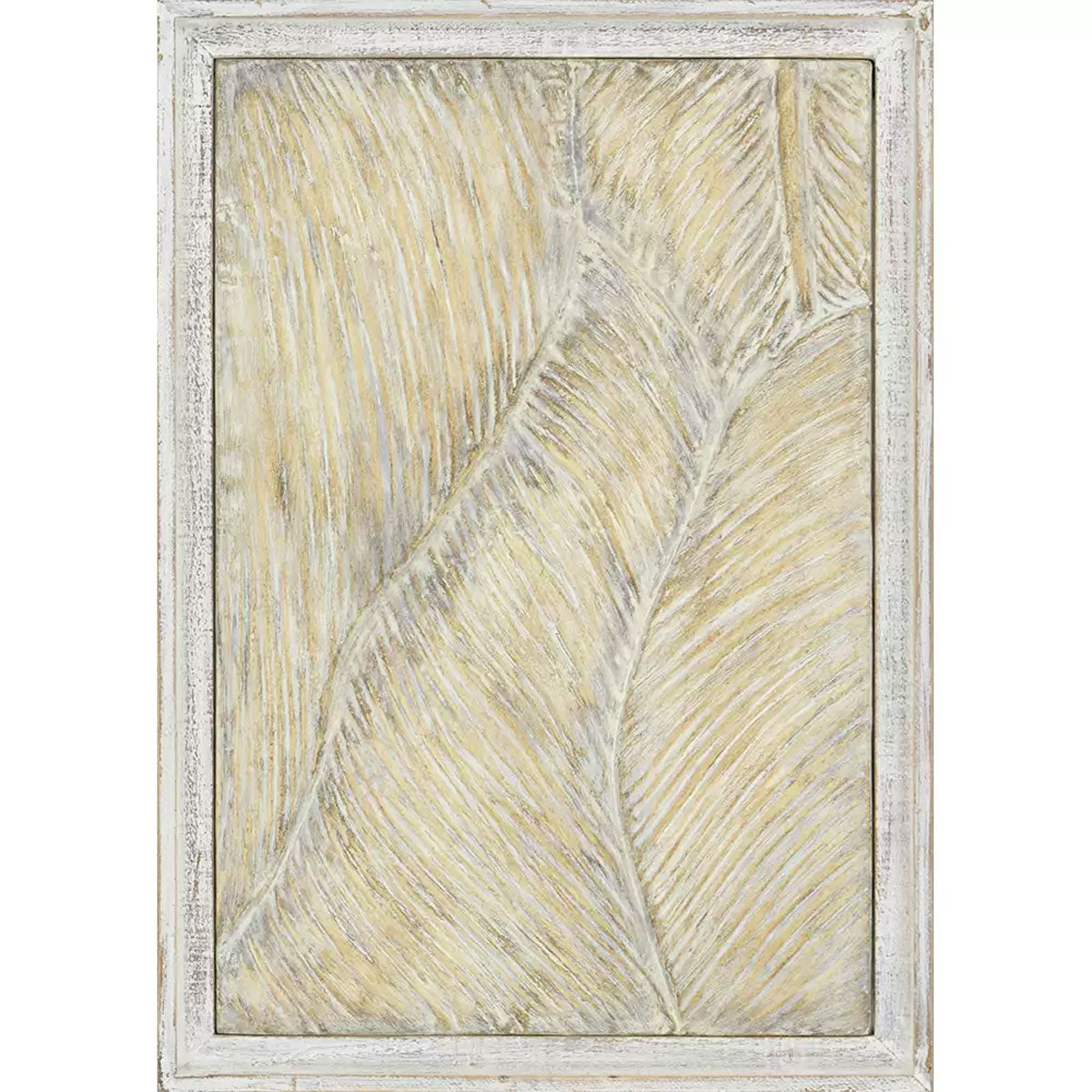 PALM FROND CEMENT WALLART S/4