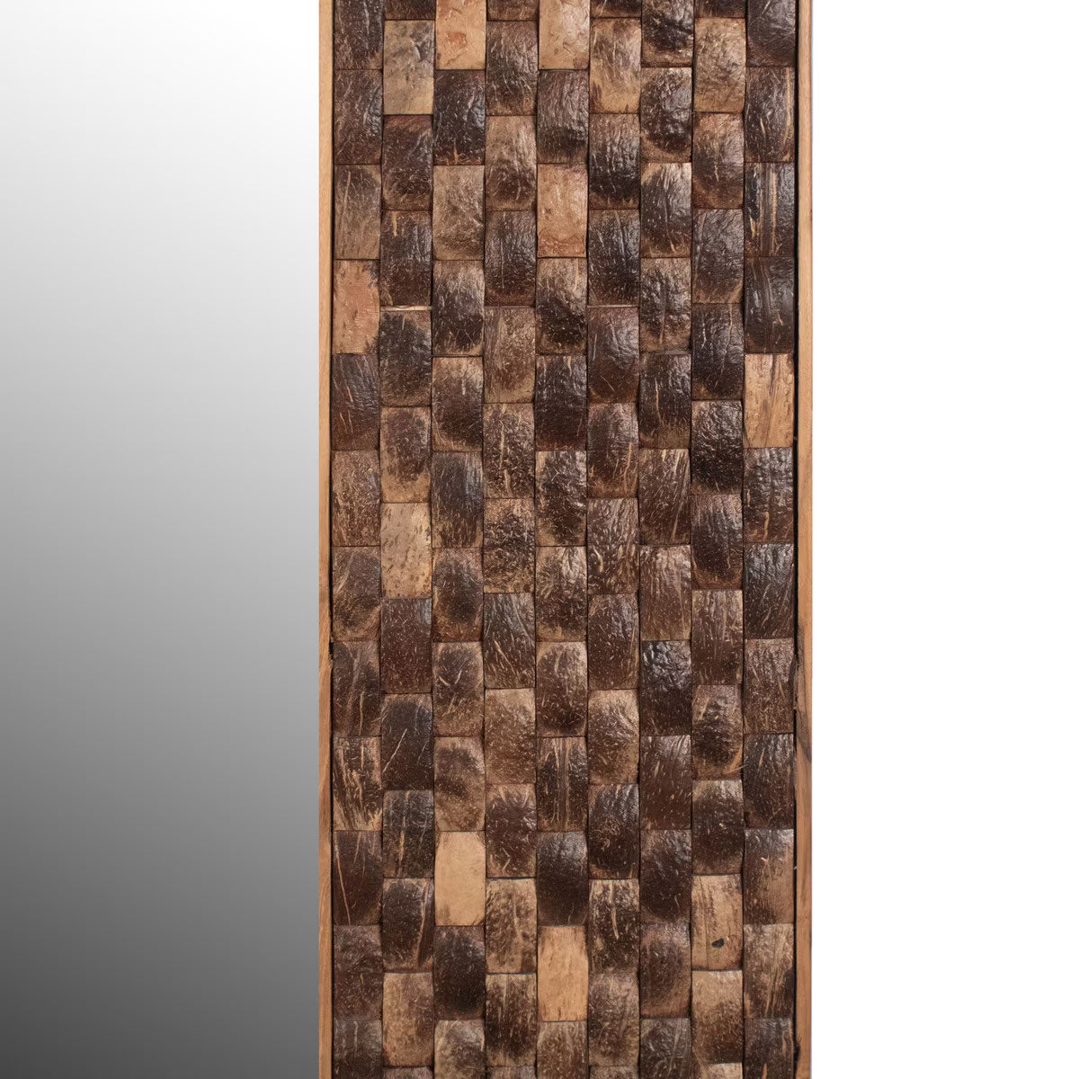 BROWN COCUNUT SHELL FLOOR MIRR