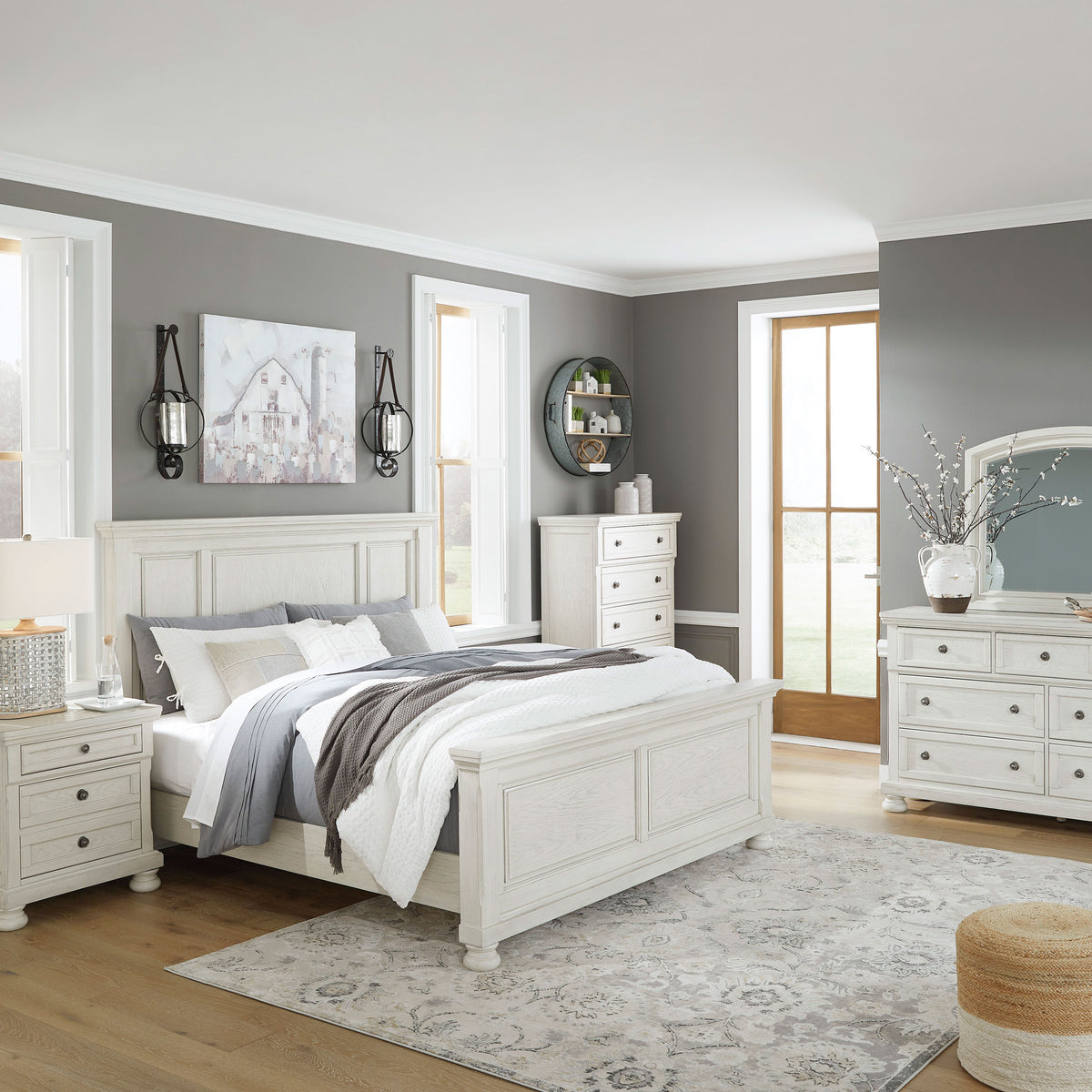 Kenley white #headboard style_panel, bed storage type_none