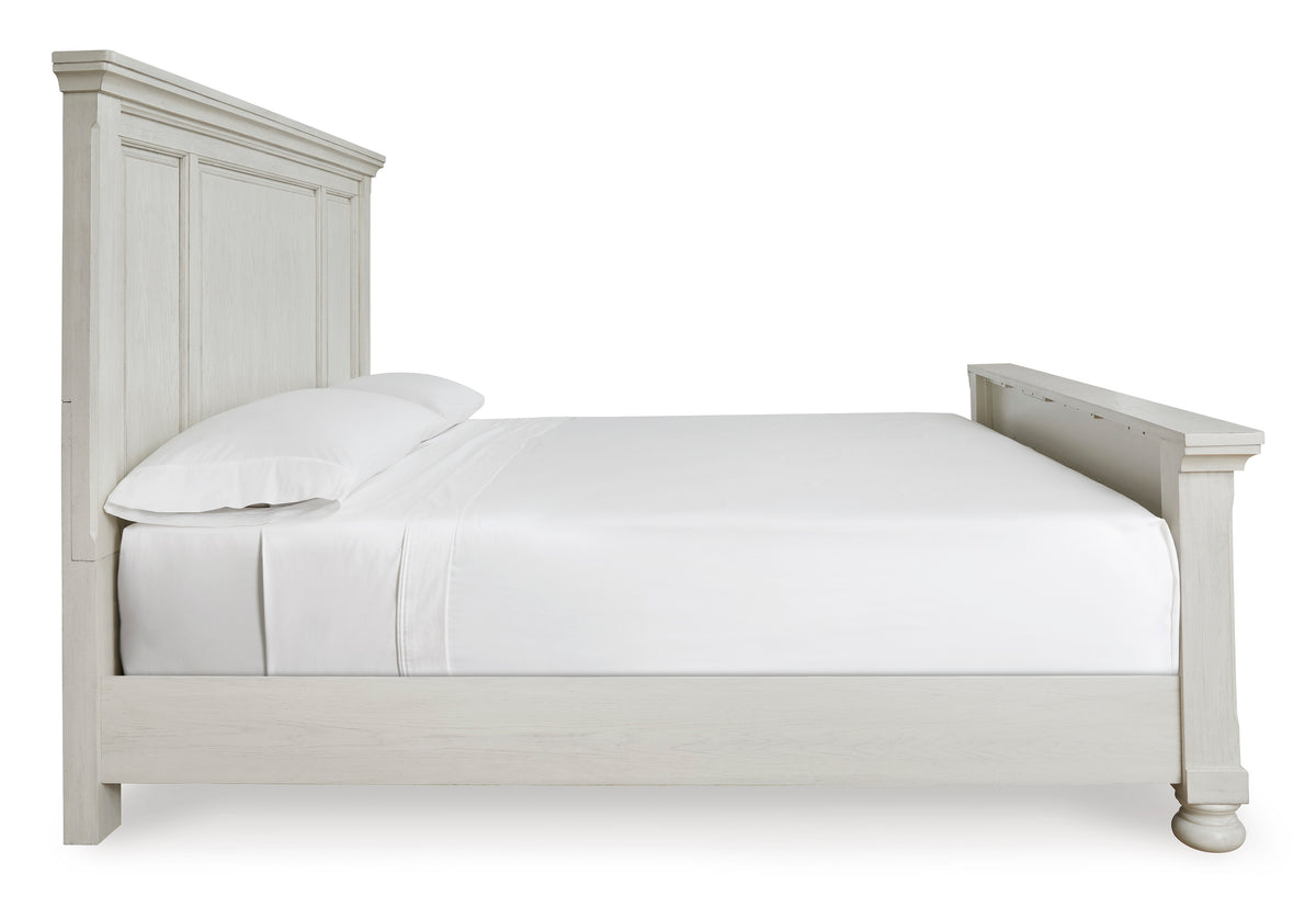 Kenley white #headboard style_panel, bed storage type_none