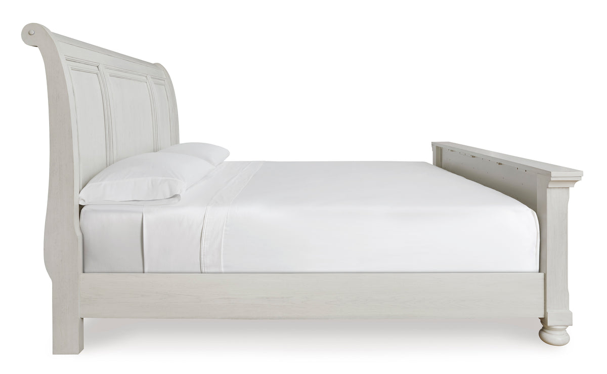 Kenley white #headboard style_sleigh, bed storage type_none