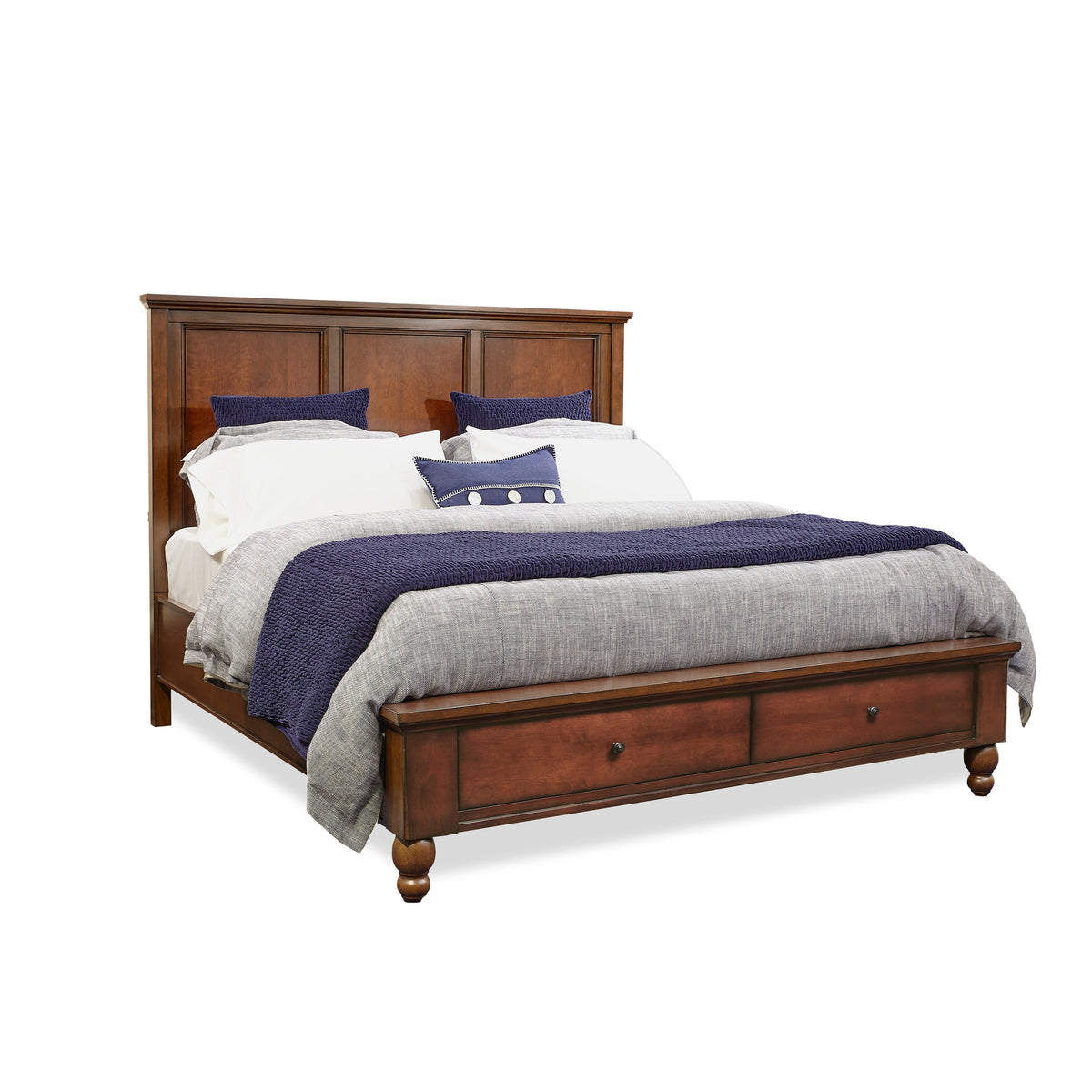 cambridge bed #color_cherry, bedding storage_end drawers