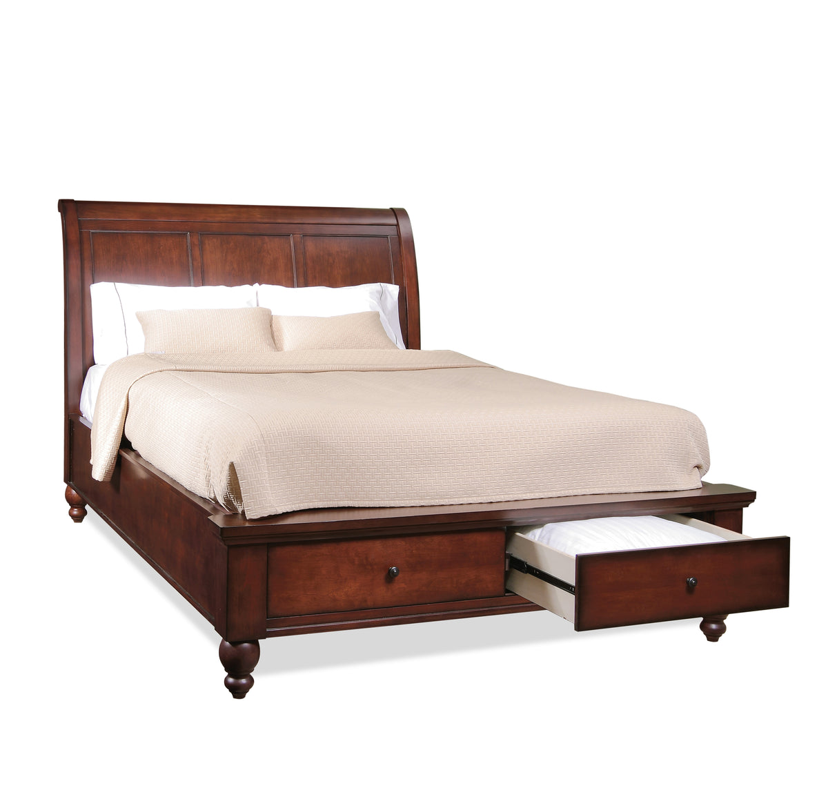 cambridge bed #color_brown, bedding storage_end drawers