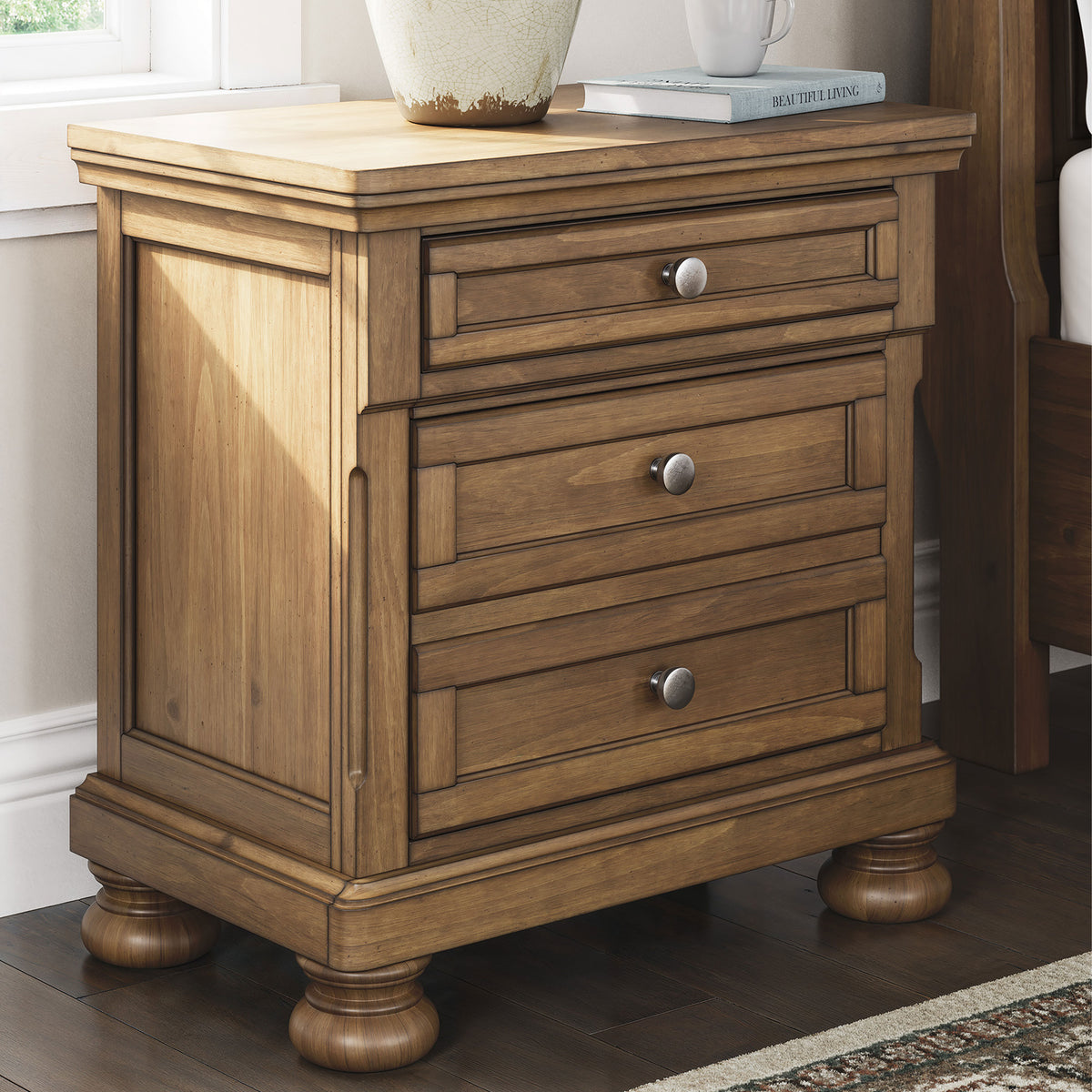 Kenley Honey Two Drawer Nightstand