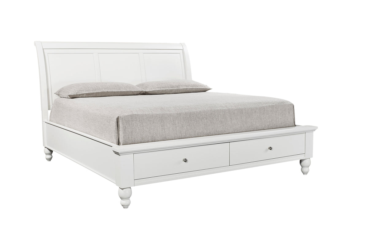 cambridge bed #color_white,  bed storage type_end drawers
